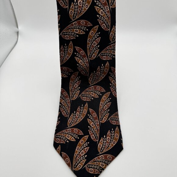 Valentino Garavani Silk Abstract Tie โ Black, Brown 1980s Made in Italy - Picture 5 of 9